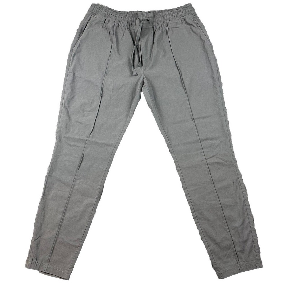 Arne Pull On Pleated Trousers Pants XXXL Grey Elastic Waist Tapered Drawstring
